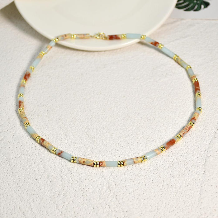 DIY Handmade Beaded Stone Necklace