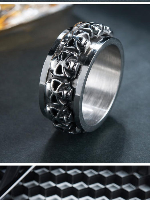 Skull Rotating Stainless Steel Couple Ring Jewelry