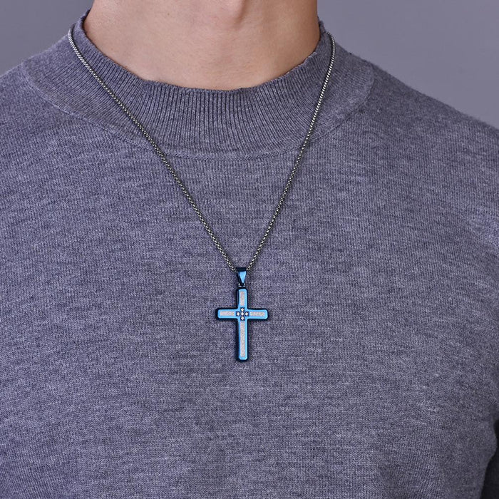 Men's Fashion Emery Cross Stainless Steel Pendant Necklace