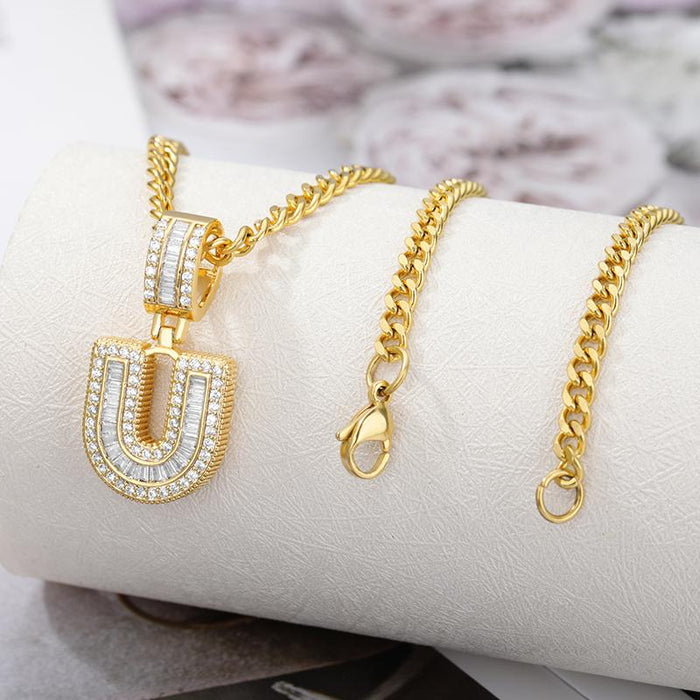 A-Z Iced Out Initial Zircon Letter Necklace