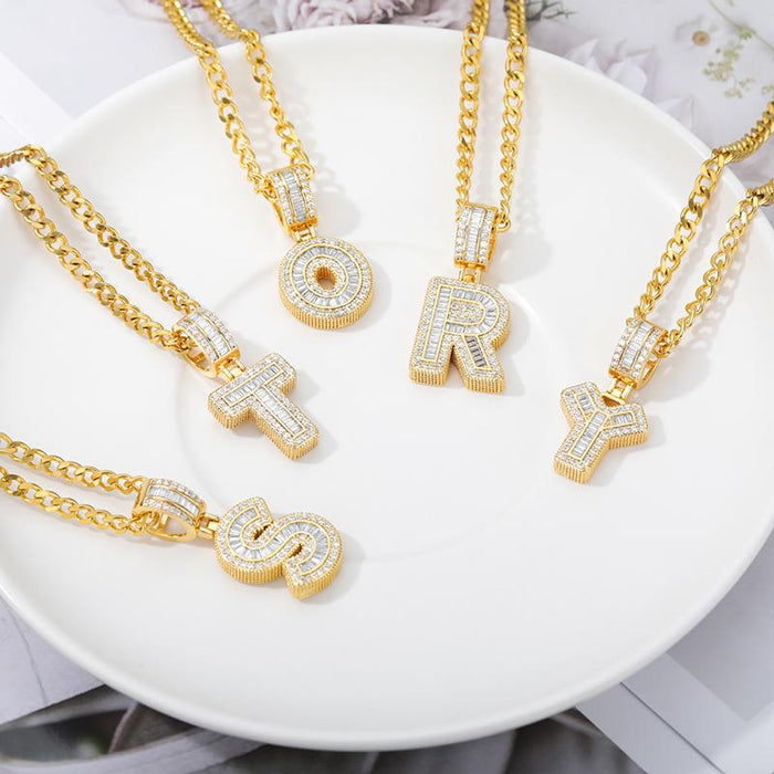 A-Z Iced Out Initial Zircon Letter Necklace