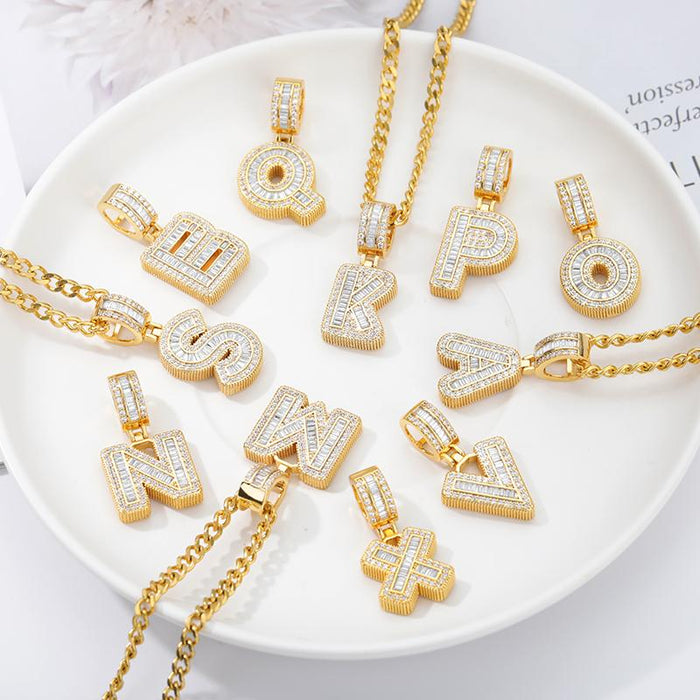 A-Z Iced Out Initial Zircon Letter Necklace