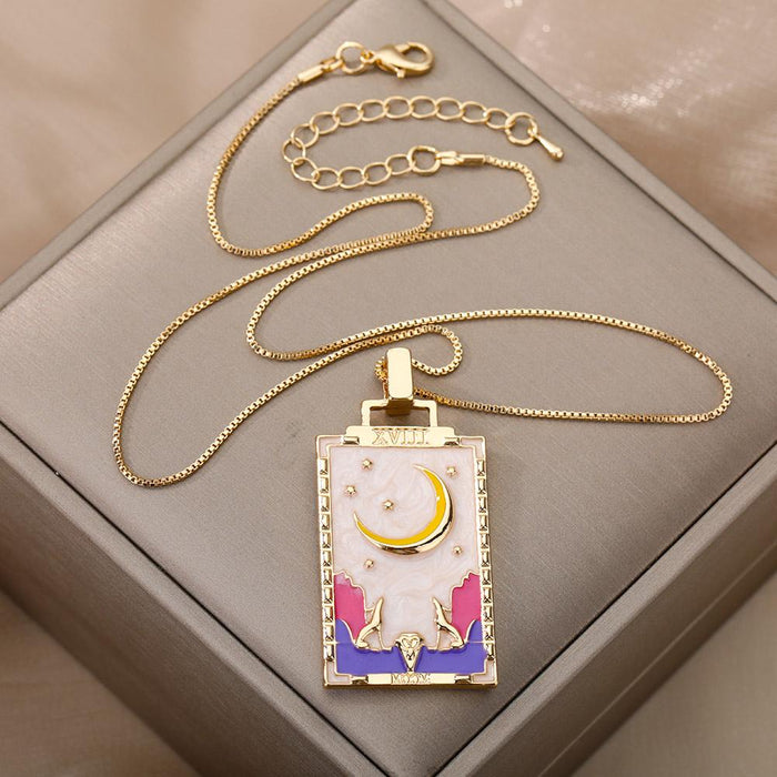Square Tarot Cards Necklaces for Women