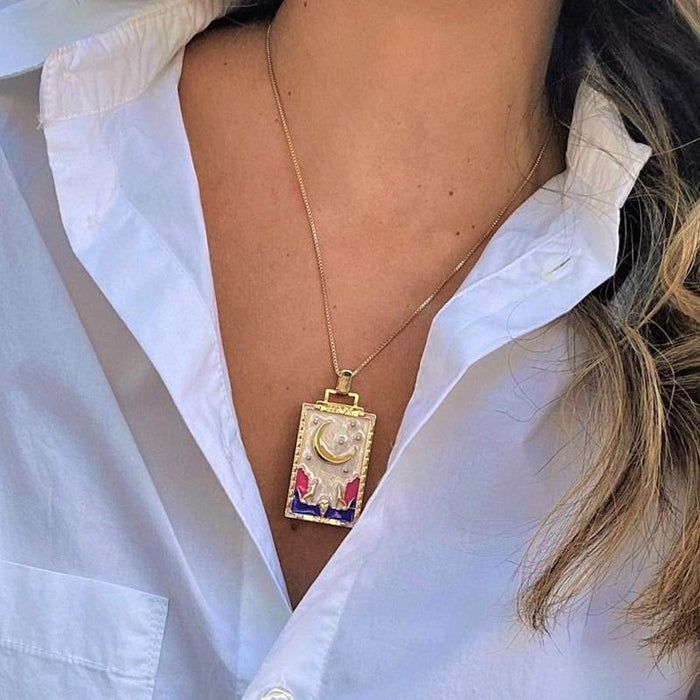 Square Tarot Cards Necklaces for Women