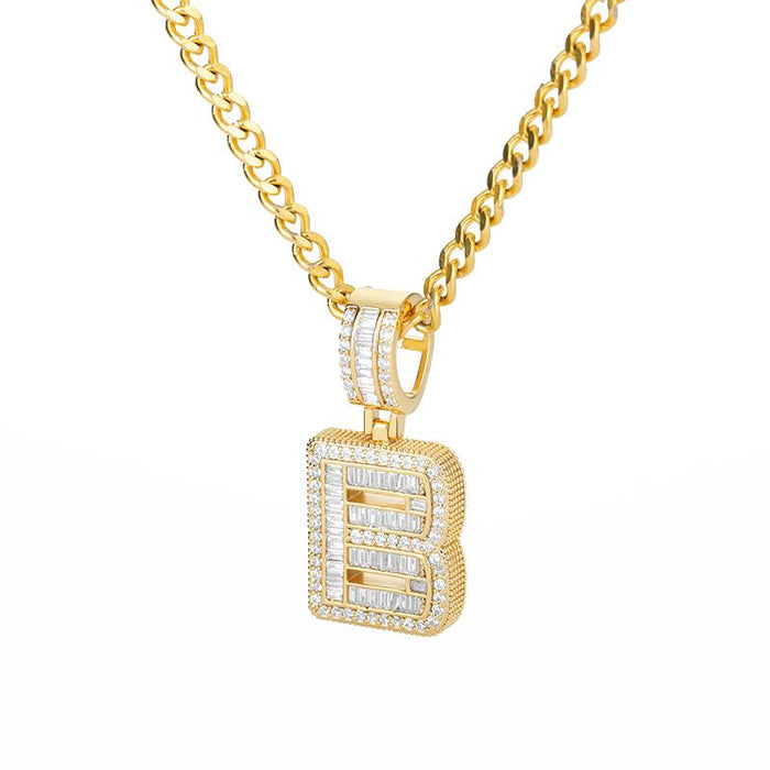 A-Z Iced Out Initial Zircon Letter Necklace