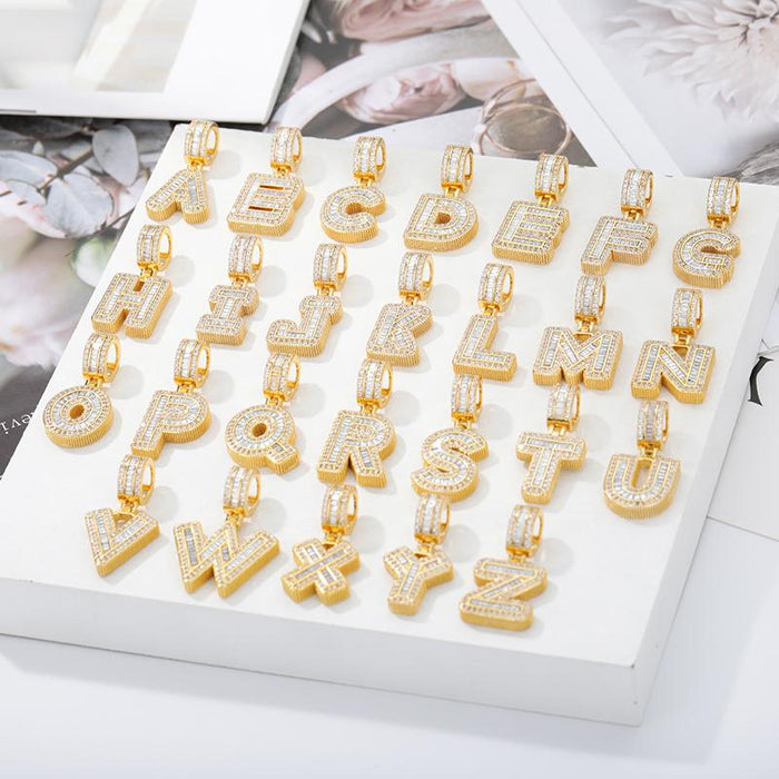 A-Z Iced Out Initial Zircon Letter Necklace