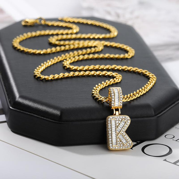 A-Z Iced Out Initial Zircon Letter Necklace