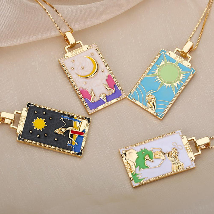 Square Tarot Cards Necklaces for Women