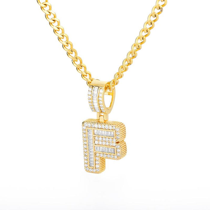 A-Z Iced Out Initial Zircon Letter Necklace