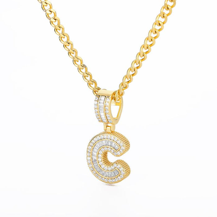 A-Z Iced Out Initial Zircon Letter Necklace