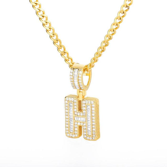 A-Z Iced Out Initial Zircon Letter Necklace