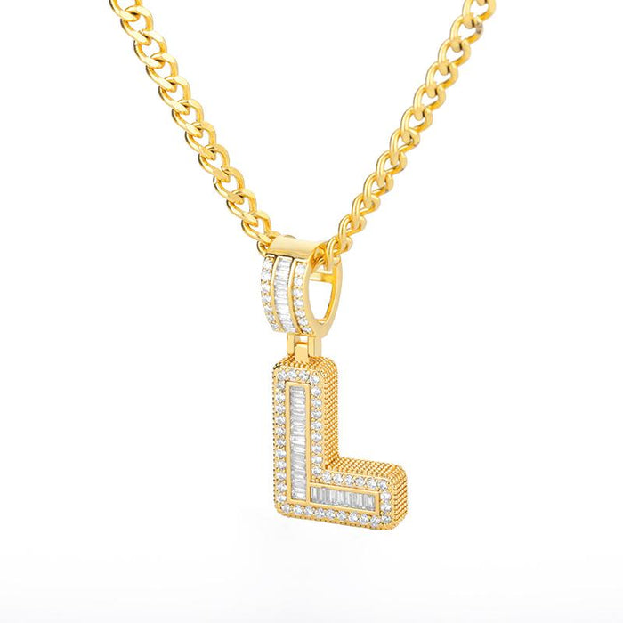 A-Z Iced Out Initial Zircon Letter Necklace