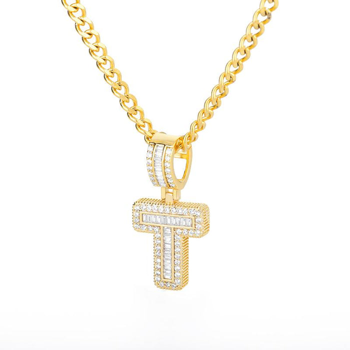 A-Z Iced Out Initial Zircon Letter Necklace