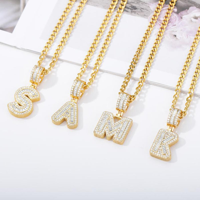 A-Z Iced Out Initial Zircon Letter Necklace