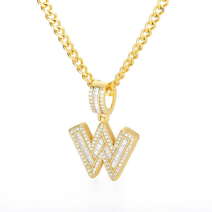 A-Z Iced Out Initial Zircon Letter Necklace