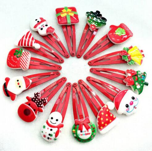 200Pcs Cartoon Santa Claus Flower Hair Clips for Kids