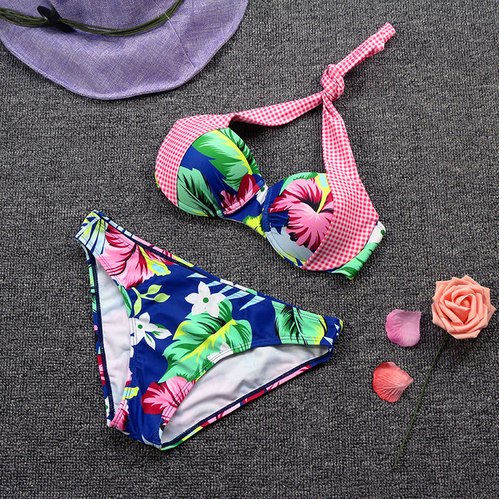 Sun's New Small Fresh Printed Split Bikini Swimsuit