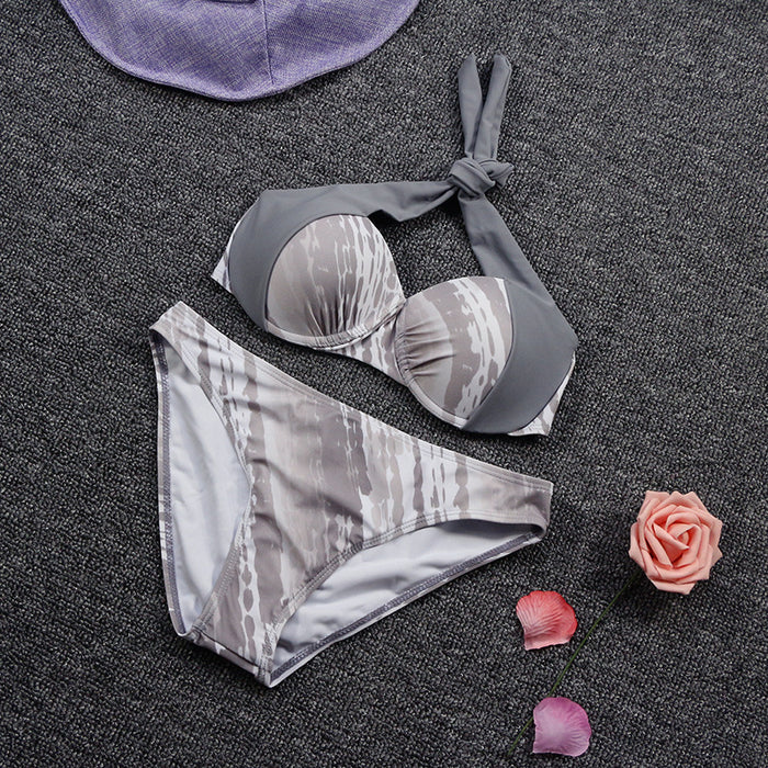 Sun's New Small Fresh Printed Split Bikini Swimsuit