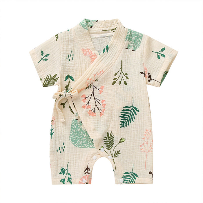Boys' and Girls' Short Sleeved Soft Printed Romper