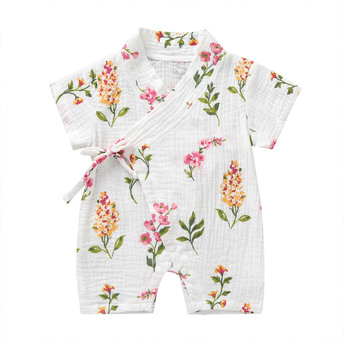 Boys' and Girls' Short Sleeved Soft Printed Romper