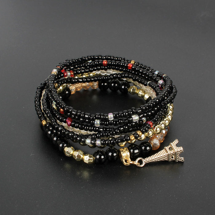 Metal Eiffel Tower Rice Bead Multi-layer Temperament Women's Bracelet