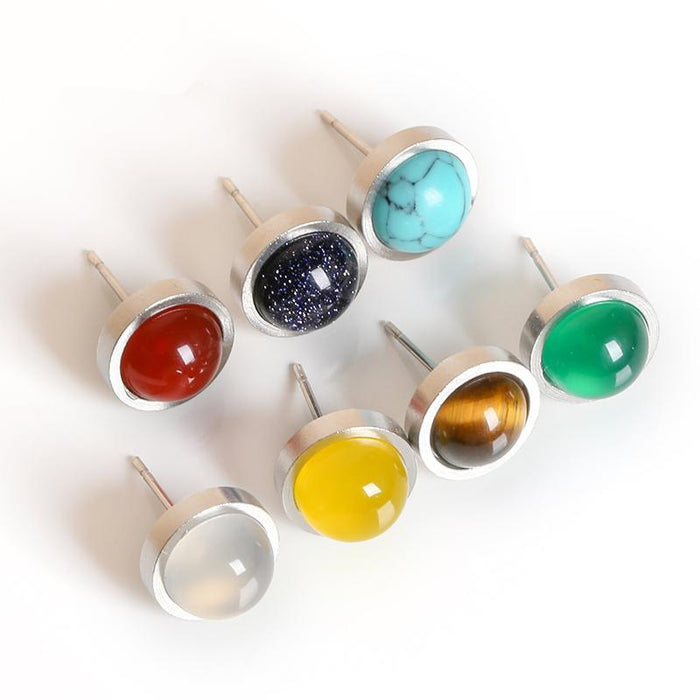 Handmade Lovely 10mm Natural Stone Stud Earrings — BFFwholesale