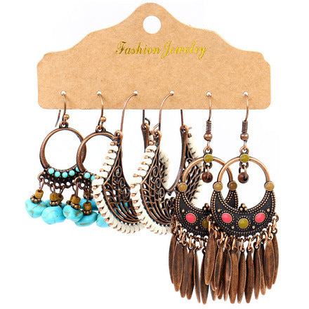 54 Pairs Wholesale Retro National Style Earrings