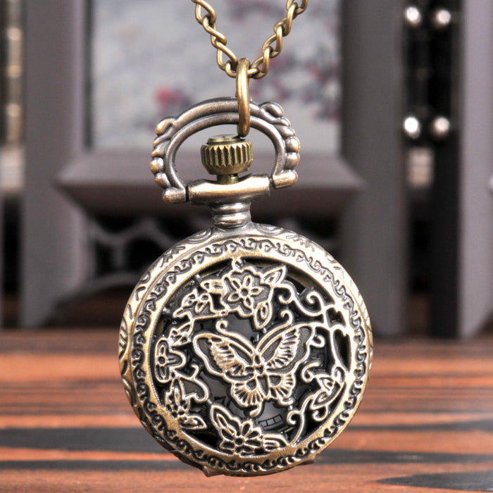 Vintage Hollowed Out Butterfly Quartz Small Pocket Watch Ll3716