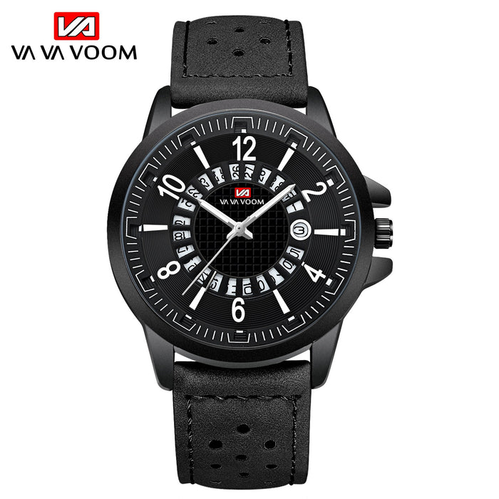 Creative Calendar Sports Watch Men's Breathable Eyelet Belt Watch