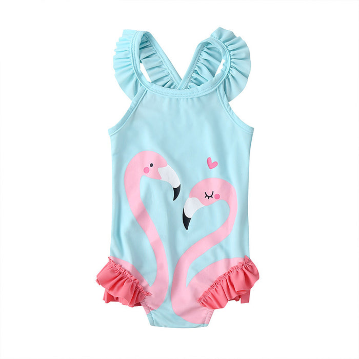Summer Baby Girls Flamingo One-piece Swimsuit