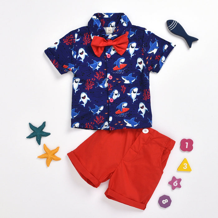 Shark gentleman boys' short sleeve suit