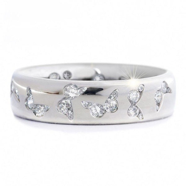 New Simple and Fashionable Butterfly Inlaid Zircon Ring