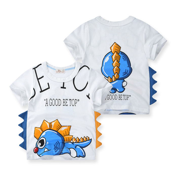 Three dimensional dinosaur top children's short sleeve T-shirt boys