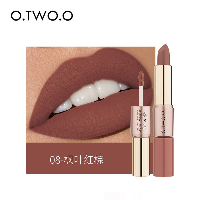 Double head non stick cup Velvet Matte Lip Gloss Lipstick two in one 12 colour Lip Glaze