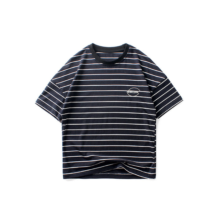 Striped embroidered top children's Short Sleeve T
