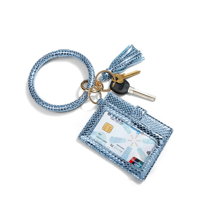 Snake Skin PU Leather Wrist Key Chain Card Bag Zero Wallet