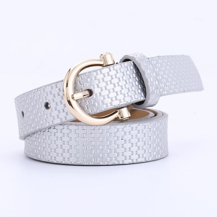 Pu Decorative Jeans Belt Women's Fashion Straw Mat Belt