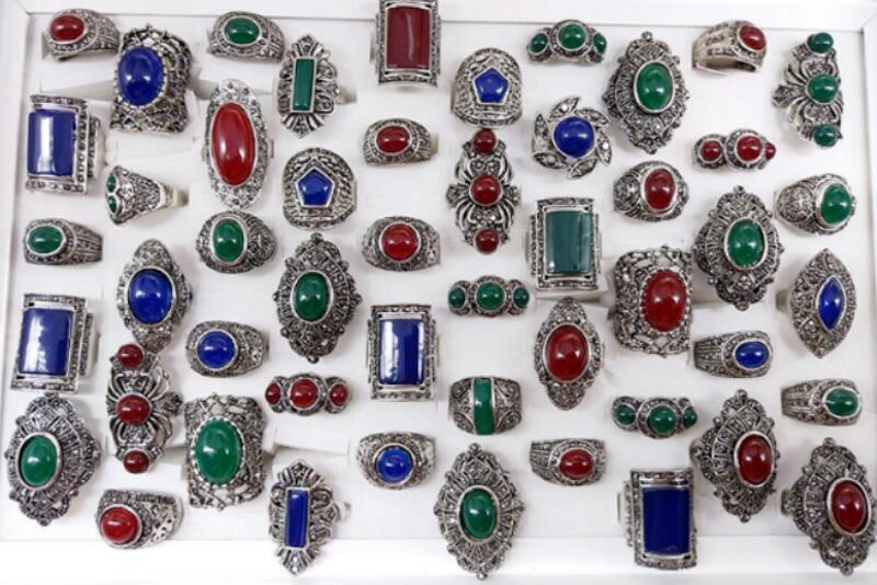 100Pcs Vintage Mixed Women's Rings Jewelry