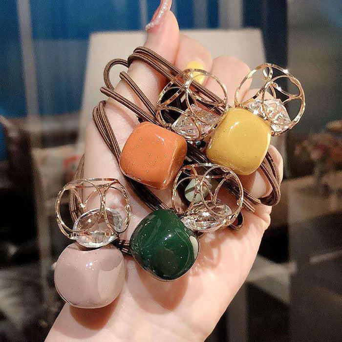 100X Hollow Crystal Rubber Band Hair Accessories