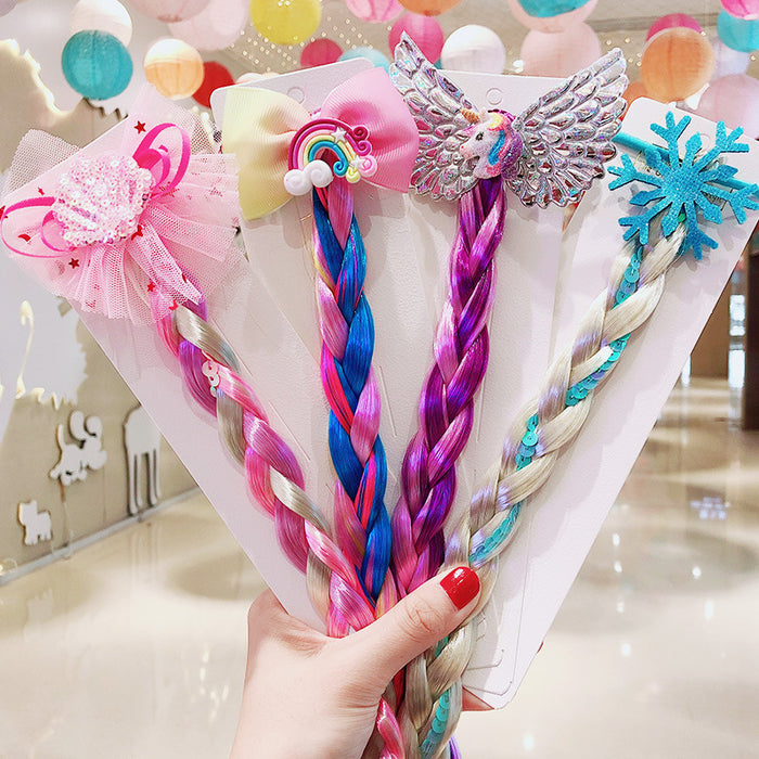 50X Cartoon Butterfly Colorful Braided Kids Ponytail Headband