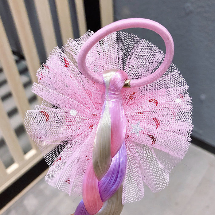 50X Cartoon Butterfly Colorful Braided Kids Ponytail Headband