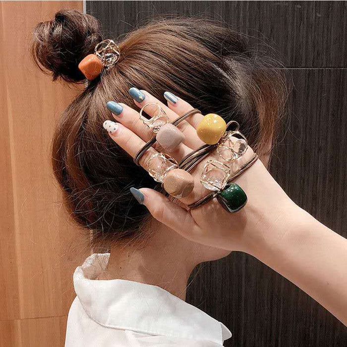 100X Hollow Crystal Rubber Band Hair Accessories