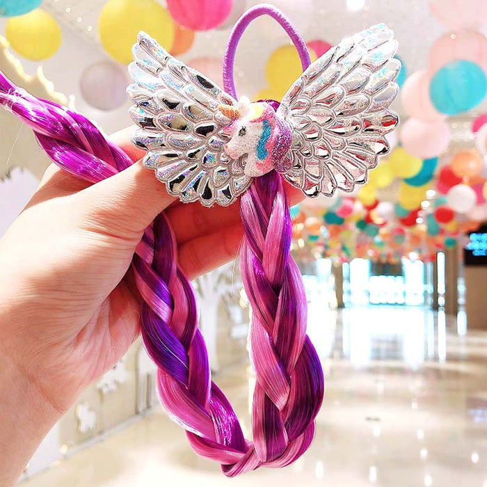 50X Cartoon Butterfly Colorful Braided Kids Ponytail Headband