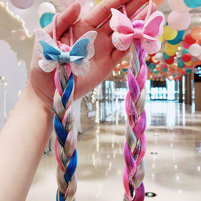 50X Cartoon Butterfly Colorful Braided Kids Ponytail Headband