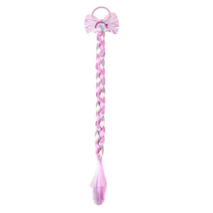 50X Cartoon Butterfly Colorful Braided Kids Ponytail Headband