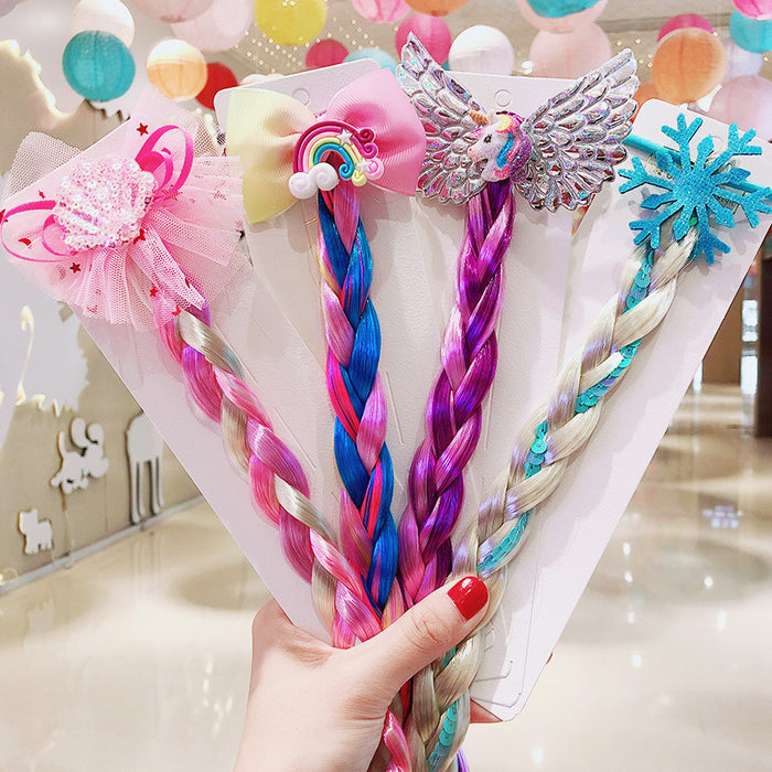 50X Cartoon Butterfly Colorful Braided Kids Ponytail Headband