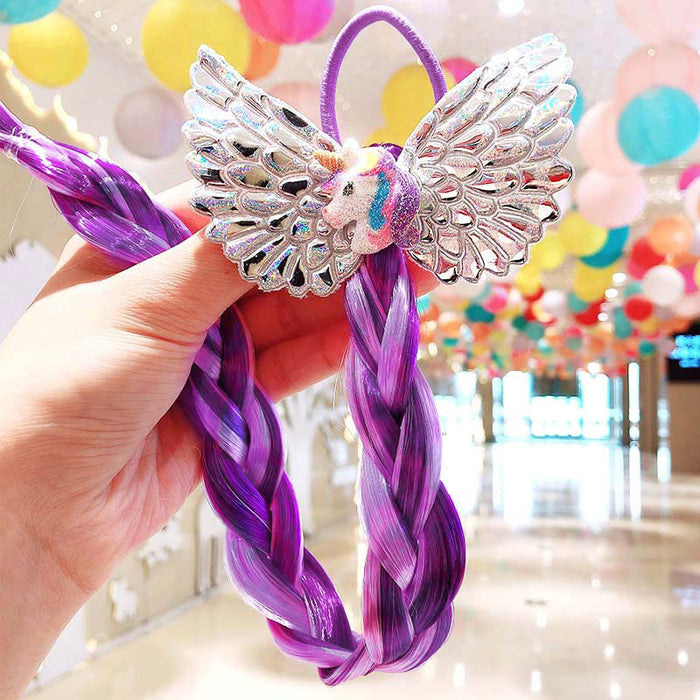 50X Cartoon Butterfly Colorful Braided Kids Ponytail Headband