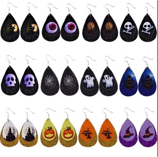 50 Pairs Halloween Horror Ghost Multilayer Leather Earrings