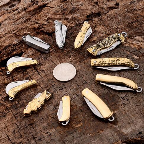 21Pieces Mini Stainless Steel Folding Knife Keychains