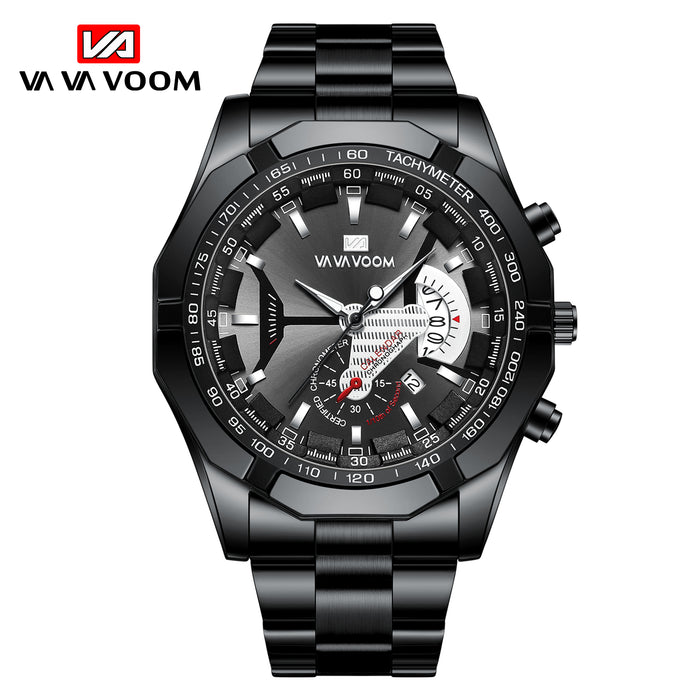 Sports Watches Fashion Stainless Steel Luxury Luminous Waterproof Calendar Quartz Watches
